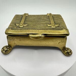 Peerage England solid brass footed decorative container trinket box
